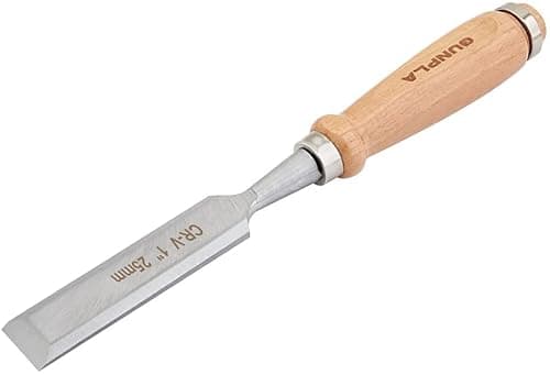 Image of Gunpla 25mm CR-V Wood Chisel Tool Heavy Duty Bevel Edge Non Slip Woodworking Sharp Hand Chisels with Wooden Handle for Carving Cutting Shaving Shaping Scrapping Chopping