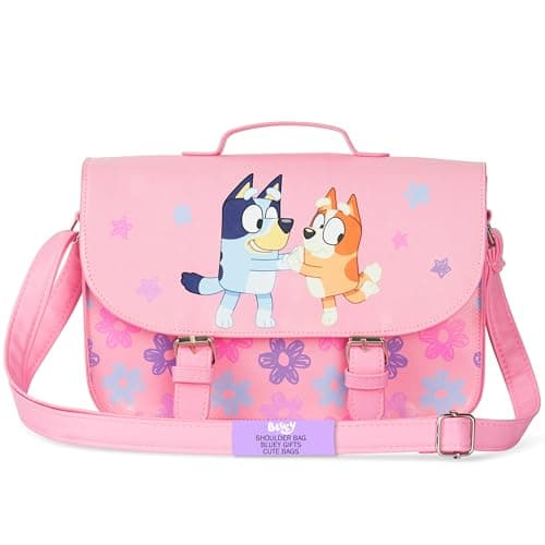 Image of Bluey Shoulder Bag for Girls Cute Cross Body Bag or Satchel with Adjustable Strap for Shopping Days Out Holiday Gifts for Girls (Pink Satchel)