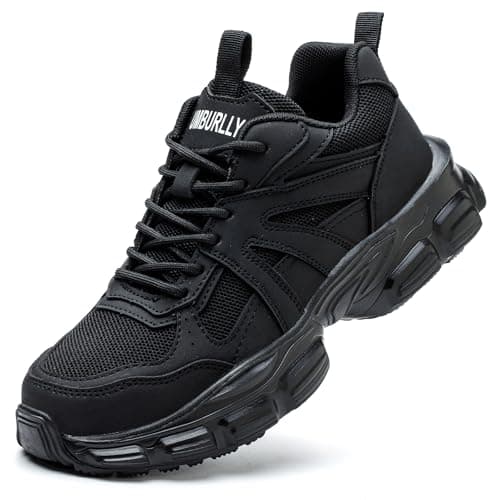 Image of ZSDZSZ Safety Trainers Womens Lightweight Breathable Steel Toe Cap Trainers Non-Slip Work Safety Shoes Industrial Sneakers, Black, UK 7
