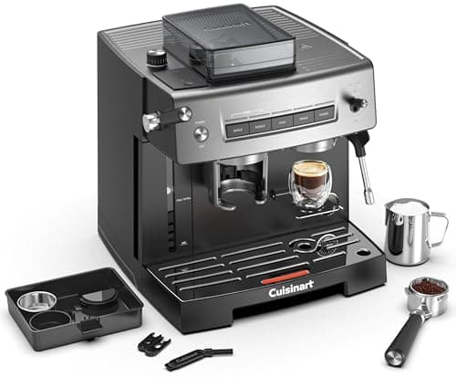 Image of Cuisinart® Grind, Tamp and Brew Espresso Machine | Espresso, Americano, Cold Brew | Integrated milk frother for Lattes and Cappuccino | Bean to cup | Built-In Burr Grinder with 16 Settings, 20-Bar Pre
