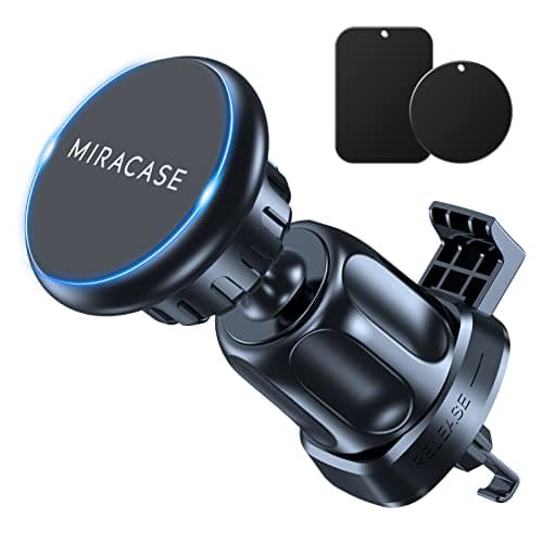 Image of Miracase Car Phone Holder, Universal Magnetic Mobile Phone Mount, Vent Clip and Strong Magnet Hands Free Kits Compatible with iPhone 15/14/13/12/SE/11/xr/xs/x/8/7,Samsung, Huawei ect