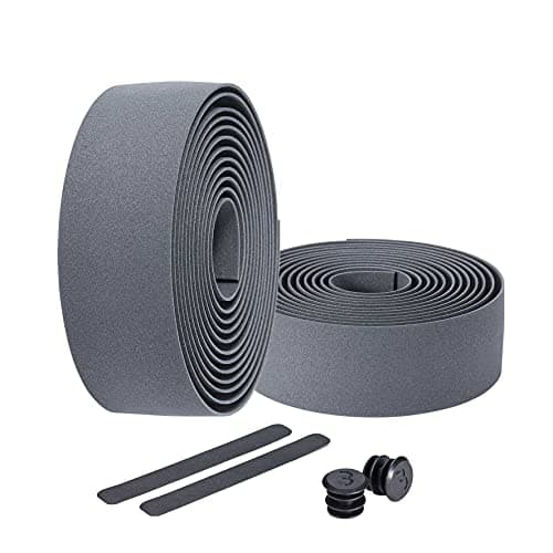 Image of BBB Cycling Bike Handlebar Tape Road Bike I Foam Grip Bike Tape I Includes Handlebar Plugs I RaceRibbon BHT-01 Grey, 200 x 3 cm