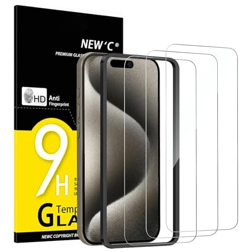Image of NEW'C 3 Pack Designed for iPhone 15 Pro Max Screen Protector (6.7 inches),Enhanced Tempered Glass Protection with easy installation tool included,Case Friendly Ultra Resistant