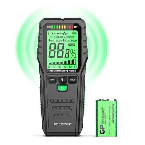 Image of RDINSCOS Upgrade Pinless Damp Meter Wood Moisture Meters with 4 Modes, LED/Sound Alerts, Up to 19mm Depth Detector Moisture Tester for Hardwood, Softwood, Walls, Floors, DIY & Building(MT28)