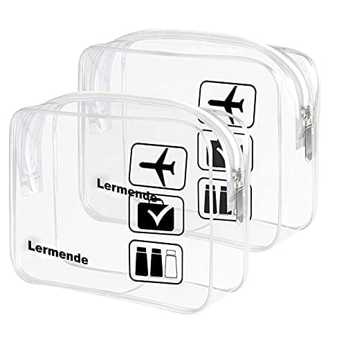 Image of 2pcs/Pack Lermende Clear Toiletry Bag TSA Approved Travel Carry On Airport Airline Compliant Bag Quart Sized 3-1-1 Kit Luggage Pouch (Clear)