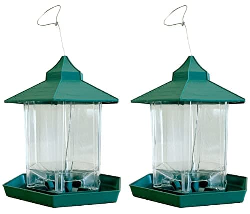 Image of Selections Green Hanging Chalet Wild Bird Feeders for Seed and Nut - Pack of 2
