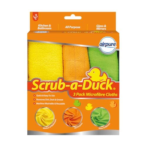 Image of airpure Scrub-a-Duck® Microfibre Cloths (3 Pack) | Quick & Easy to Use | Removed Dirt, Dust & Grease |Machine Washable & Reusable