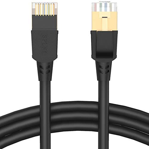 Image of ManKn CAT8 Ethernet Cable 40Gbps 2000Mhz Gigabit SFTP Lan Network Internet Cables RJ45 High Speed Patch Cord with Gold Plated Connector for Switch, Router, Modem, Patch Panel, PC (1m/3ft, Black)