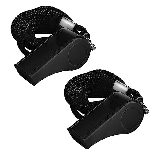 Image of SHUBEIEUMI Whistle, 2 Packs Plastic Whistles With Lanyard, Professional Sports Whistle, Loud Crisp Sound Whistle Great for Coaches, Referees, and Officials, Sports Lifeguards(Black)