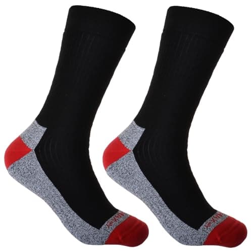 Image of 2 Pairs of Thick Cotton Coolmax walking Socks Cushioned Foot, Black, Large 8-11