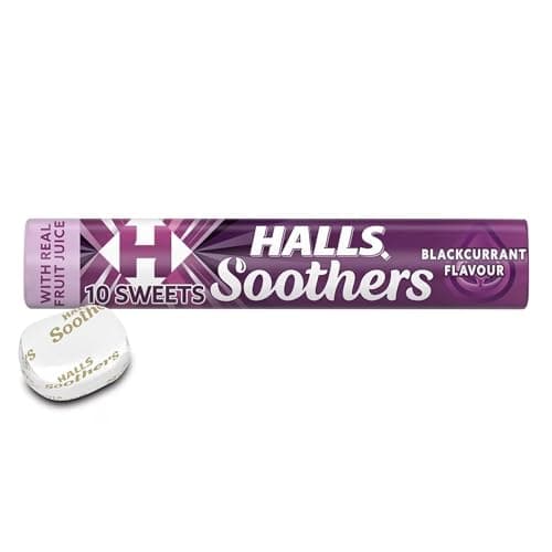 Image of Halls Soothers Blackcurrant Flavoured Lozenges, Made With Real Fruit Juices, 45 g (Pack of 1)