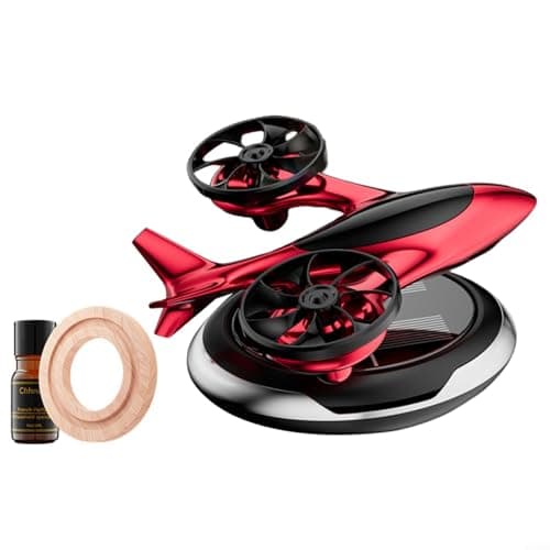 Image of NINMORTH Solar Rotating Helicopter Car Air Freshener Alloy Aromatherapy Diffuser Interior Decor Blue(Red)