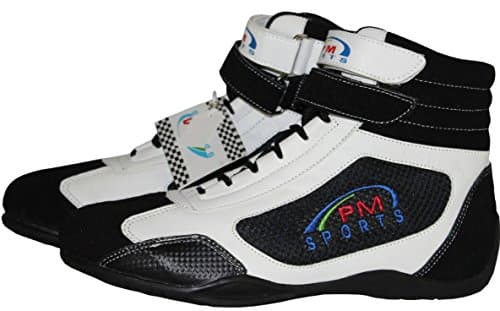 Image of Adult New Karting//Race/Rally/Track Boots with Synthetic Leather/Suede & Mash Panel (White Black, UK 7 / EU 41)