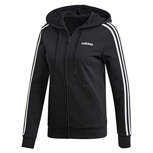 Image of adidas Women Essentials 3-Stripes Full Zip Hoodie - Black/White, Small