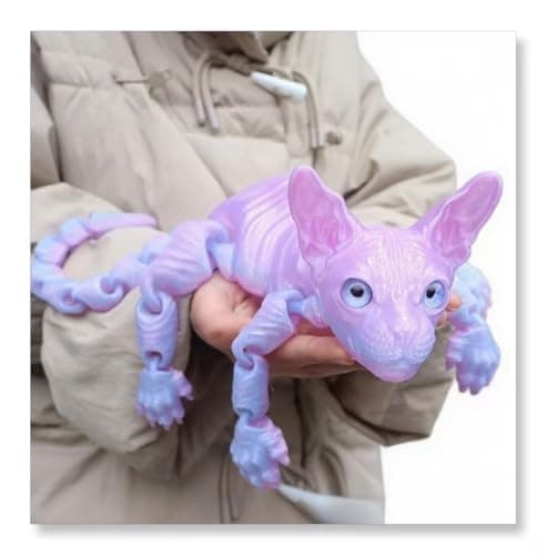 Image of 3D Mystic Guardian Cat Figurine - Colorful Realistic Design with Flexible Articulated Joints | Mystic Meow Collectible, Home Decor & Gift for Cat Lovers & Witchy Aesthetic Fans (Crystal Purple)