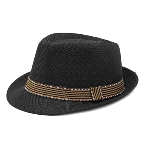 Image of Komonee Trilby Hat Black Gambino Band Halloween Fedora Fun Party Colourful Headwear Dress Up Costume Classic Short Brim Headwear