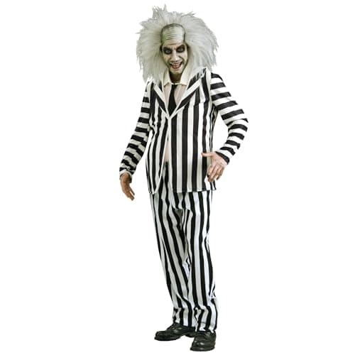 Image of Rubie's Official Beetlejuice Men's Adult Costume - Size Medium/Standard Halloween