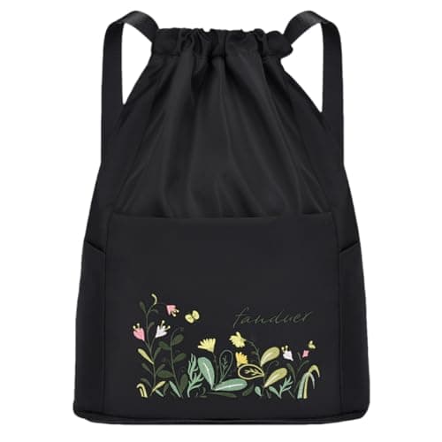 Image of FAVORTALK Pe Bags Drawstring Dry-Wet Separation Drawstring Bags Unisex Foldable Drawstring Backpack for School Beach Travel Waterproof Swimming Bag with Zipper, Midnight Black D37403