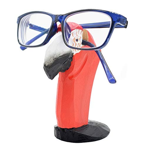 Image of VIPbuy Hand Carved Wood Eyeglasses Spectacle Sunglasses Holder Stand Animal Shaped Home Office Desk Décor Gift (Parrot)