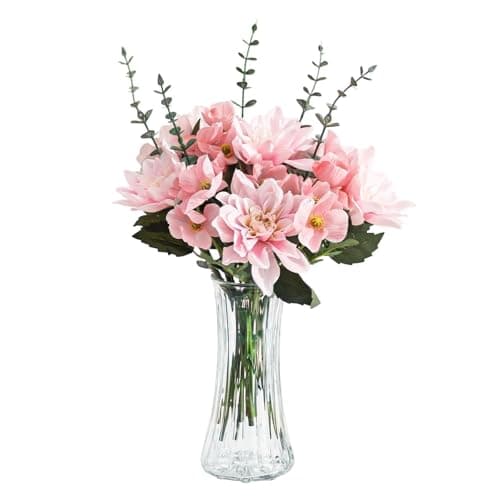 Image of Glasseam Glass Flower Vase for Home: Clear Vase Tall Large Vases Modern for Living Room Kitchen Bedroom Dining Table Centrepiece Decor
