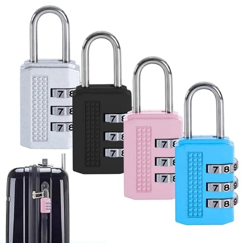 Image of Luggage Locks 4 Pcs Combination Padlocks Suitcase Locks Alloy Body Small Code Lock 3 Digit Security Padlock for Suitcases, Baggage, Backpacks, Briefcases, Small Locker Lock for Gym, School