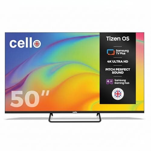 Image of Cello C5025TZ Frameless 50 inch 4K Ultra HD Large Smart Television Powered by Tizen Operating System Cloud Gaming Without Console - Bluetooth, HDMI, USB & Wi-Fi Connectivity Made in UK,Model Year 2025