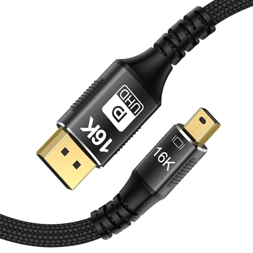Image of YIWENTEC 16K Mini DisplayPort to DisplayPort Cable 2.1, 16K (15360 x 8640) @ 60Hz 4K@240Hz 8K@144Hz, HDR, DSC1.3a, G-Sync FreeSync (2M)