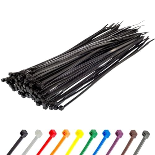 Image of Gocableties Black Cable Ties, 300mm x 4.8mm, Pack of 100, 12" Premium Nylon Zip Ties, Multi-Purpose Plastic Tie Wraps, Secure Self-Locking Mechanism, for Home, Garden, Office and DIY