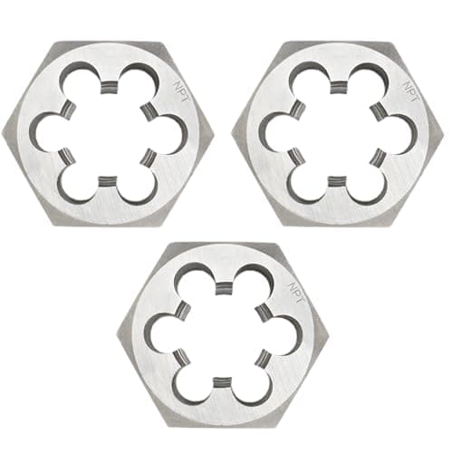 Image of 3PCS 1/2-14NPT Round Die, Machine Thread Right Hand Threading Die, Carbon Steel Manual Pipe Threading Kit, Screw Thread Cutting Die, Hexagon Pipe Die