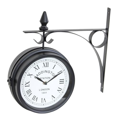 Image of Oypla Double Sided Paddington Station Outdoor Garden Wall Clock