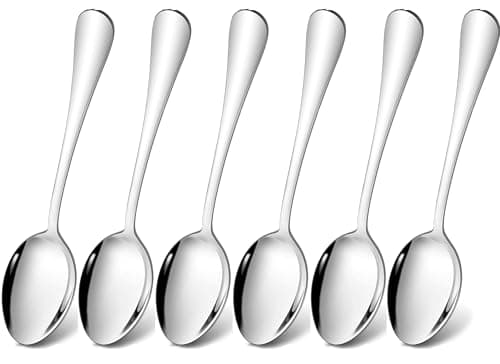 Image of Tiokin Soup Spoons,6 Pieces 20.5cm Stainless Steel Tablespoons and Dinner Spoons, Dessert Spoons,Sliverware Dishwasher Safe