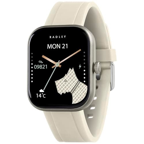 Image of RADLEY Series 55 Smart Watch for Women with Hands-Free Calling, 1.75'' Touch Screen, Step Count, SOS Feature,Health Fitness Tracker, Heart Rate Monitor, Music Control, White Silicone Strap