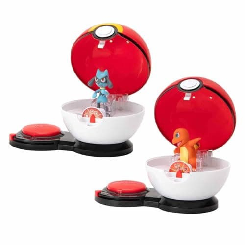 Image of Pokémon Surprise Attack Game 2-Inch Charmander and Riolu with Surprise Attack Balls & Discs