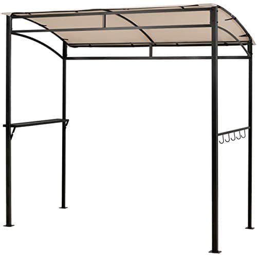 Image of TANGZON BBQ Shelter, Outdoor Grill Gazebo Canopy with Side Shelf & 5 Hooks, Flame-Resistant Metal Frame Barbecue Awning Shelter Tent for Garden Patio Party (Beige, 216 x 108cm, no Extra Shadow)