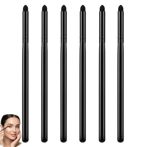 Image of 6 PCS Eyeliner Smudge Brush Pencil Pointed, Eyeshadow Eyeliner Blending Kit, Professional Applicator Blending Sponge Brush Stick, for Eyeliner Eyebrow Eye Shadow Women Girls(Black)