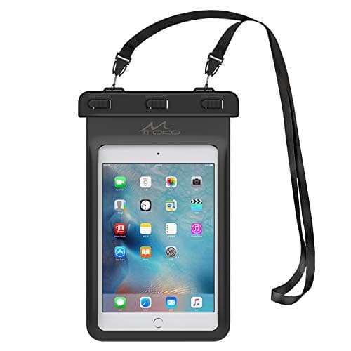Image of Universal Waterproof Case, MoKo Dry Bag Pouch for iPad Mini 6 2021, iPad mini 5/4/3/2/1, Galaxy Tab A 8.0/8.4, Tab A7 Lite 8.7, Tab E 8.0, HUAWEI MatePad M5/T8 & Other Tablets up to 8.3", BLACK