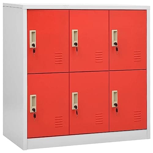 Image of 2-Piece Red & Light Grey Metal Locker Set 90 x 45 x 92.5 cm –Storage Solution for Offices Schools and Workspaces Ideal for nizing Essentials