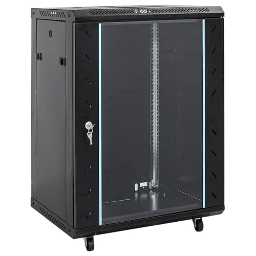 Image of 15U 19" Wall Mount Server Cabinet 600mm x 600mm – Network Rack Data Cabinet with Lockable Glass Door - Fan PDU & Shelf Included - 19 Inch Rack Enclosure for Patch Panels, Switches & CCTV Equipment