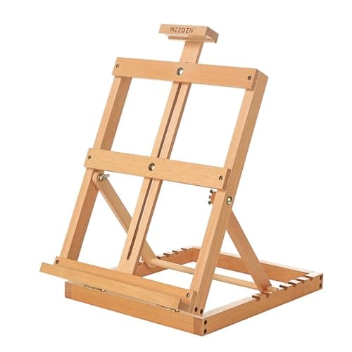 Image of MEEDEN Heavy-Duty H-Frame Tabletop Easel- Adjustable Wooden Studio Desktop Easel for Painting - Holds Canvas Art up to 23" High, for Artists & Beginners