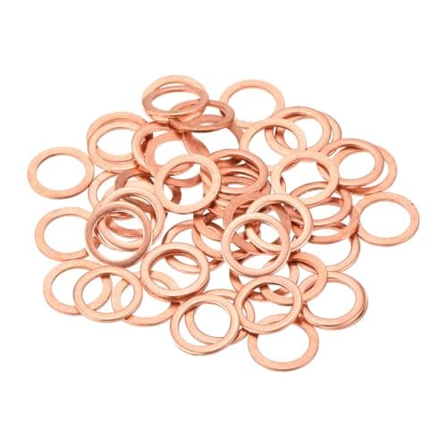 Image of sourcing map 52 Pcs Flat Copper Washers, 10x14x1mm Copper Upgraded Flat Metric Sealing Crush Ring Washers for Hydraulic Fittings Screw Bolt Nut Electronic Repair