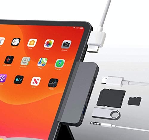 Image of Hyper - HyperDrive 6-in-1 USB-C Hub for iPad Pro / Air - 3.5mm Audio Jack, USB-A, SD, Micro SD, USB-C, HDMI - Space Gray