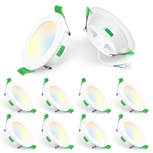 Image of ALUSSO LED Downlights Ceiling 230V, Dimmable 5W 440LM LED Recessed Ceiling Lights, 3CCT 3000K 4000K 6500K Adjustable Spotlights, Cut Φ68-78mm, 29mm Ultra Slim Downlights for Ceiling, 10 Pack