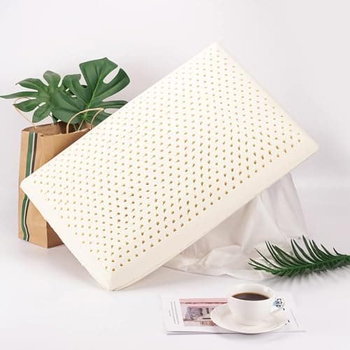 Image of Talatex Natural Dunlop Latex Pillow, Medium Profile Helps Relieve Pressure, Neck and Shoulder Pain, No Memory Foam Chemicals, Perfect Package Best Gift (Medium Firm, Standard(60×40×13) cm)