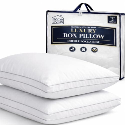 Image of Home and Living Luxury Pillows 2 Pack Box Pillow Pair | Hotel Pillows Quality Firm Pillows Pack of 2 | Superior Side Sleeper Pillow & Support Pillow Set for Back/Neck Relief | Ultimate Pillows Sleep