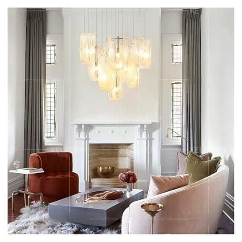 Image of Pendant Lights, Modern High-end Luxury LED Chandelier Italian Art Cream Glass Pendant Light Home Room Decoration for Bedroom Living Lamp Fixture(19 Heads,White)