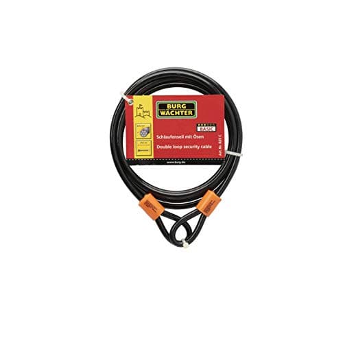 Image of Burg-Wächter 825C 8mm x 2.5m Double Loop Vinyl Coated Multi-Stranded Braided Steel Cable with Self Coiling-Black