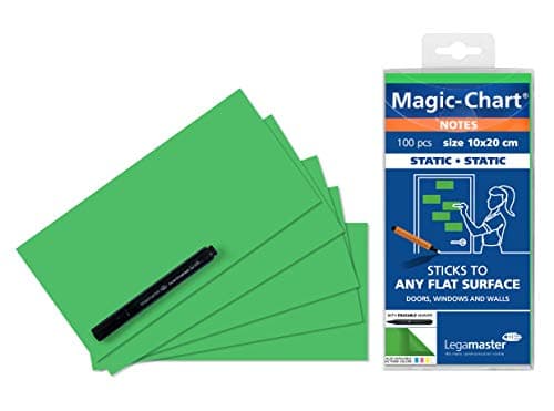 Image of Legamaster Magic-Chart Notes - static self-adhesive - white - 10x20cm - wipeable and rewritable - incl. 1 board marker - 100 sheets