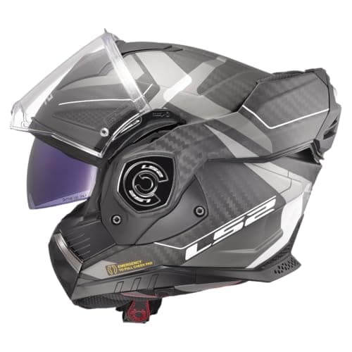 Image of LS2 FF901 Advant X Carbon Black Modular 180° Flip Front Dual Visor Full Face Motorbike Helmet Sport. ECE 22.06 Certified. Pinlock and Backpack Carry Bag - HORIZON SILVER GREY - L (59-60cm)