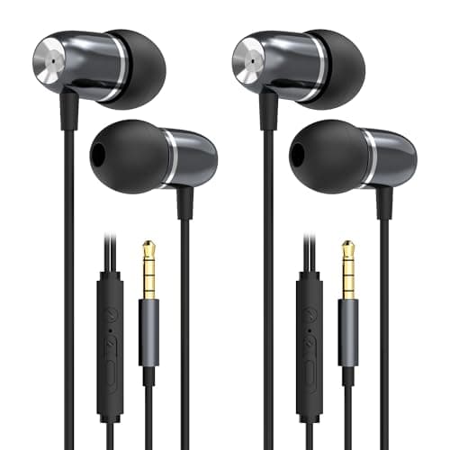 Image of MORMOQUE EP05 Wired Earbuds 2 Pack,3.5 mm Jack Noise Isolating Earphones,In-Ear Headphones With Microphone,HD Bass Audio Ear Buds,for small ears canals women,Teens Boys Girls and Adult (Black)