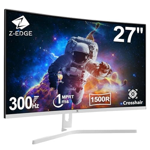 Image of Z-Edge 27 Inch Curved Gaming Monitor 300Hz (DP) 240Hz (HDMI) 1ms MPRT Full HD LED Monitor, 250cd/m² Brightness, 16:9 VA Panel, FreeSync, HDR10, HDMI 2.0 & DisplayPort 1.4, VESA Mountable - White